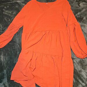 Rust Orange Western Longsleeve Dress